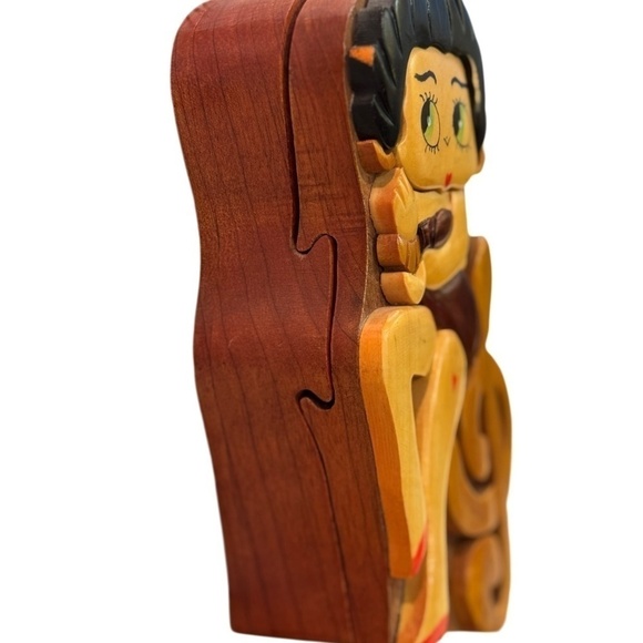 Artisan Betty Boop Wooden Puzzle Box 1990s - Picture 7 of 11